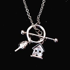 Jill K. Davis Sterling Silver Tiny House & Tree Necklace – 18″